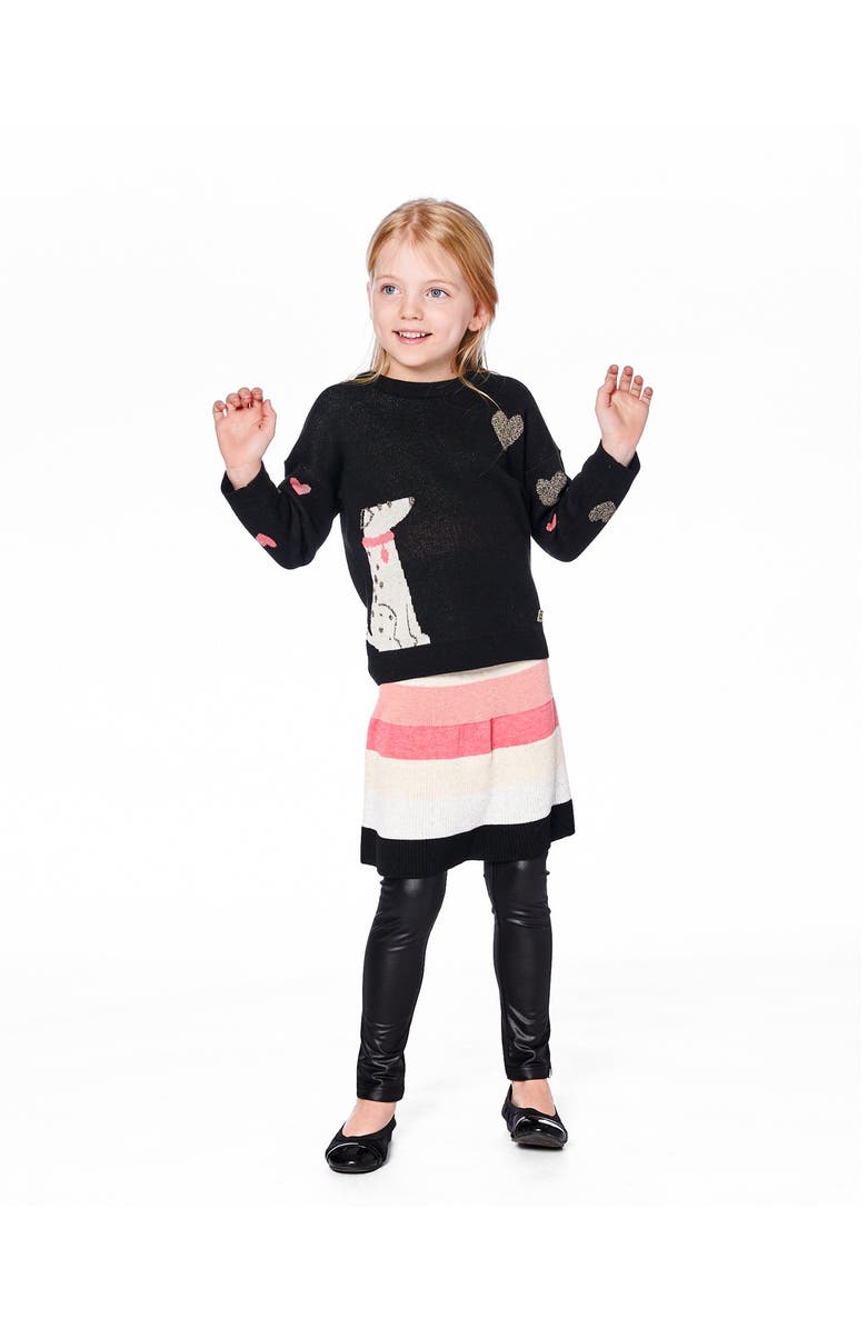 Deux par Deux Knit Sweater with Dalmatian and Hearts, Alternate, color, 