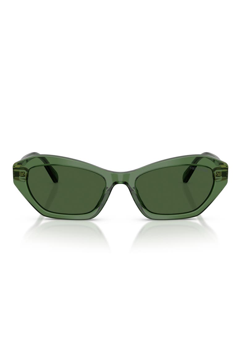 54mm Cat Eye Sunglasses, Main, color, TRANSPARENT GREEN / DARK GREEN