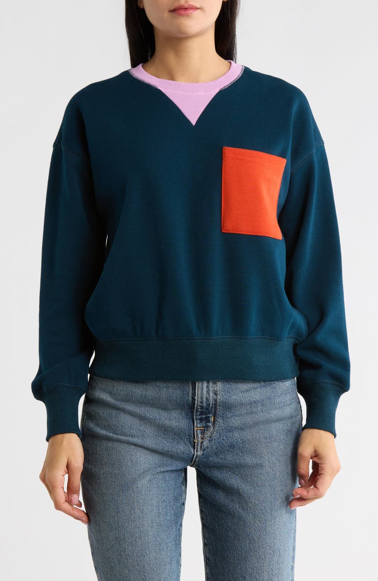 FRNCH Isadora Sweatshirt, Main, color, Bleu Canard