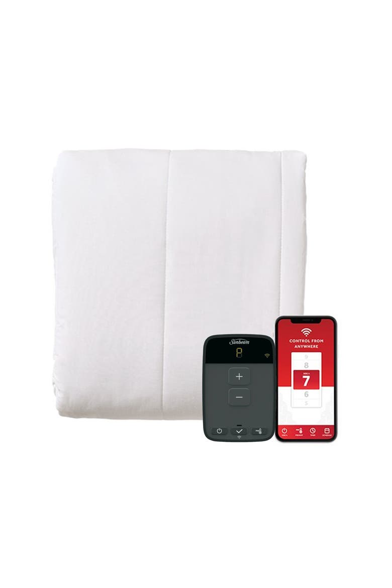 Full Size Electric Mattress Pad with Digital Controller and Wi-Fi Connection, Main, color, White