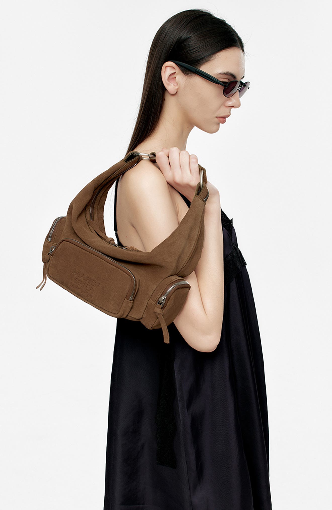 MARGESHERWOOD City Mini Suede Hobo Bag, Alternate, color, Cappuccino Suede