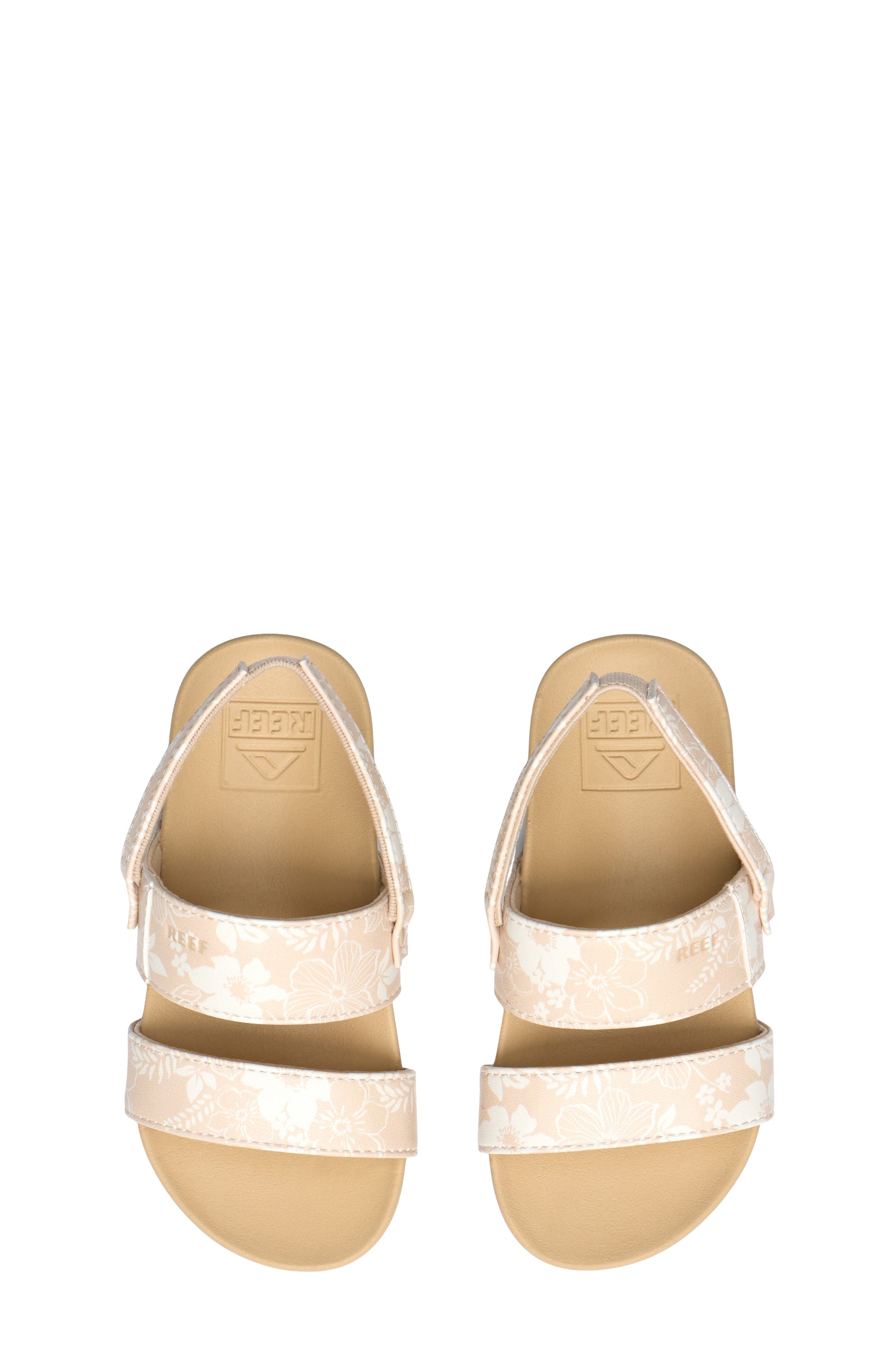 Reef Kids' Little Cushion Vista Slingback Sandal, Alternate, color, White Floral/ Tan