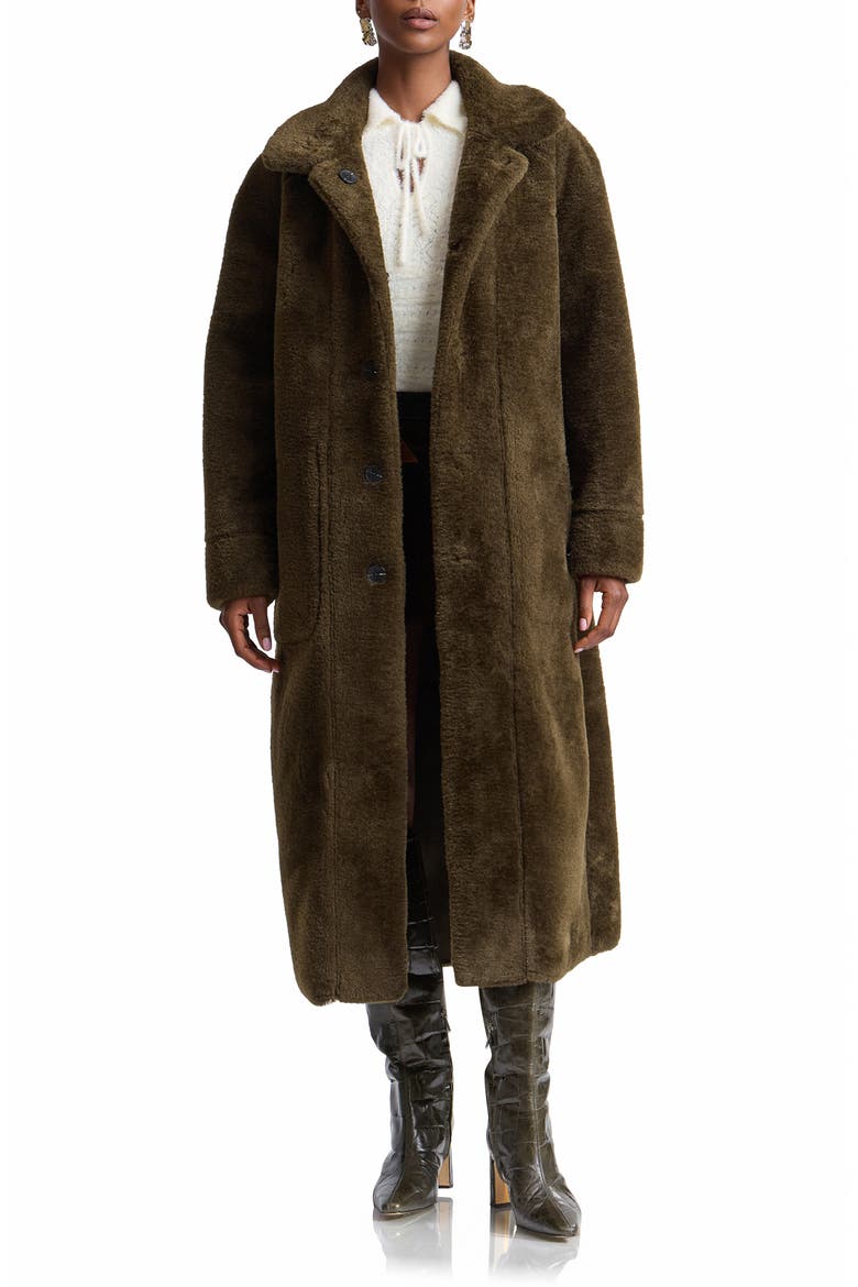 Reversible Faux Fur Maxi Coat, Alternate, color, DARK OLIVE