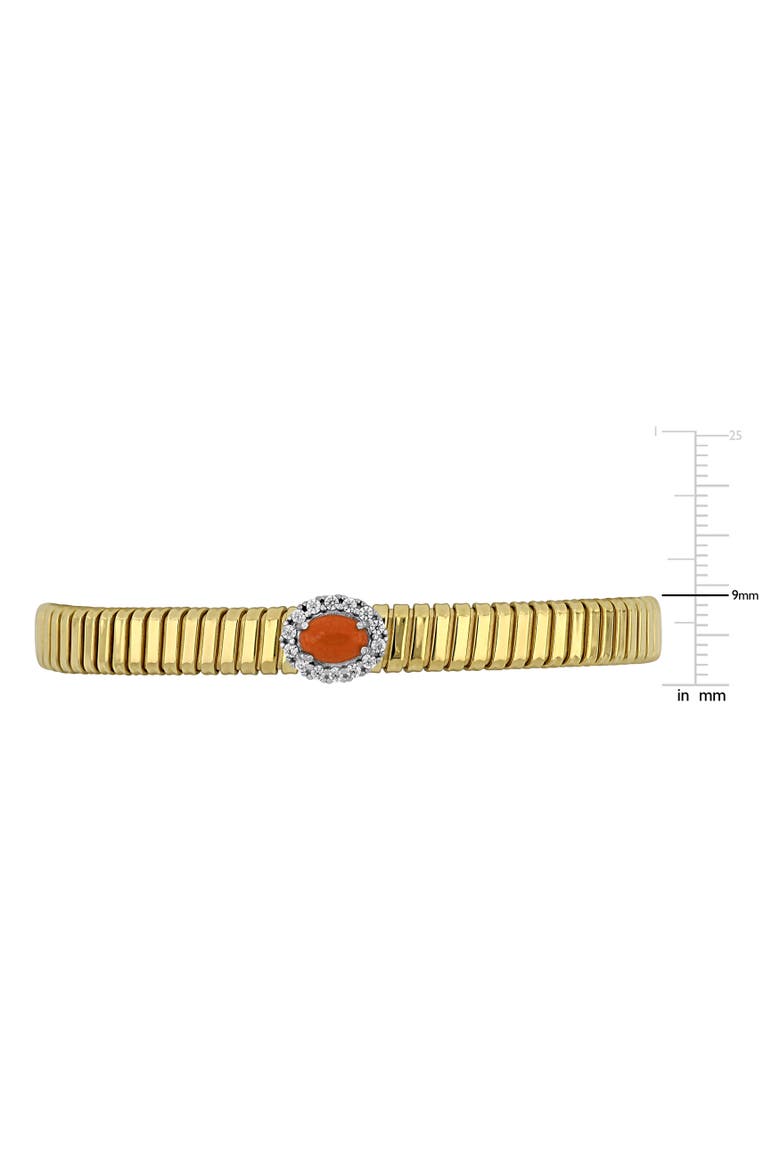 Stone & Cubic Zirconia Bangle Bracelet, Alternate, color, Created Red Coral
