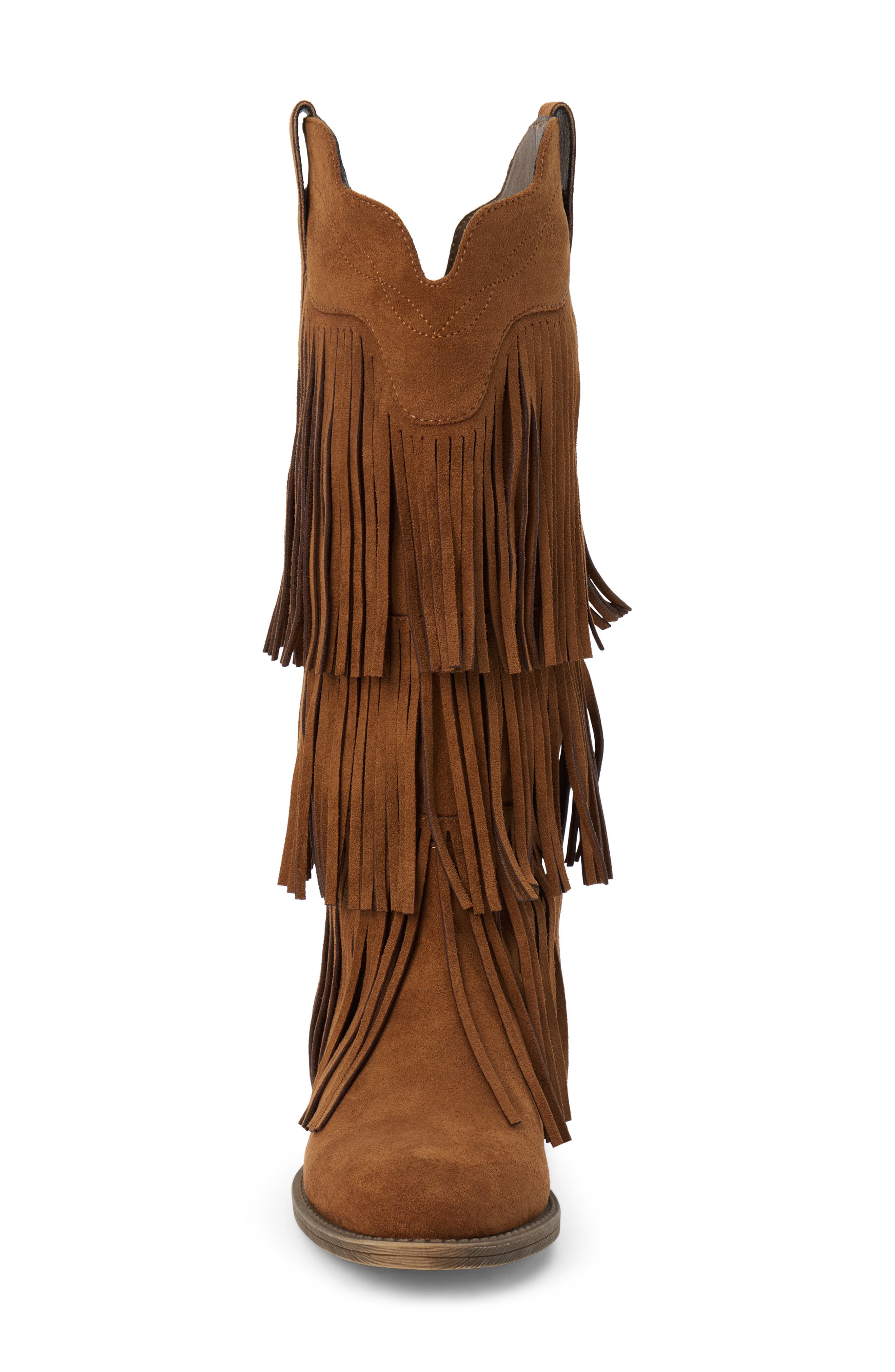 Saloon Fringe Boot, Alternate, color, SADDLE