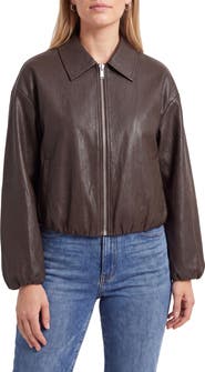 Bagatelle Faux Leather Zip Front Bubble Jacket
