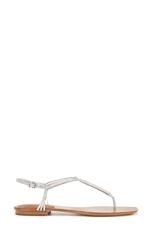 Veronica Beard Amelia T-strap Metallic Sandal In Silver