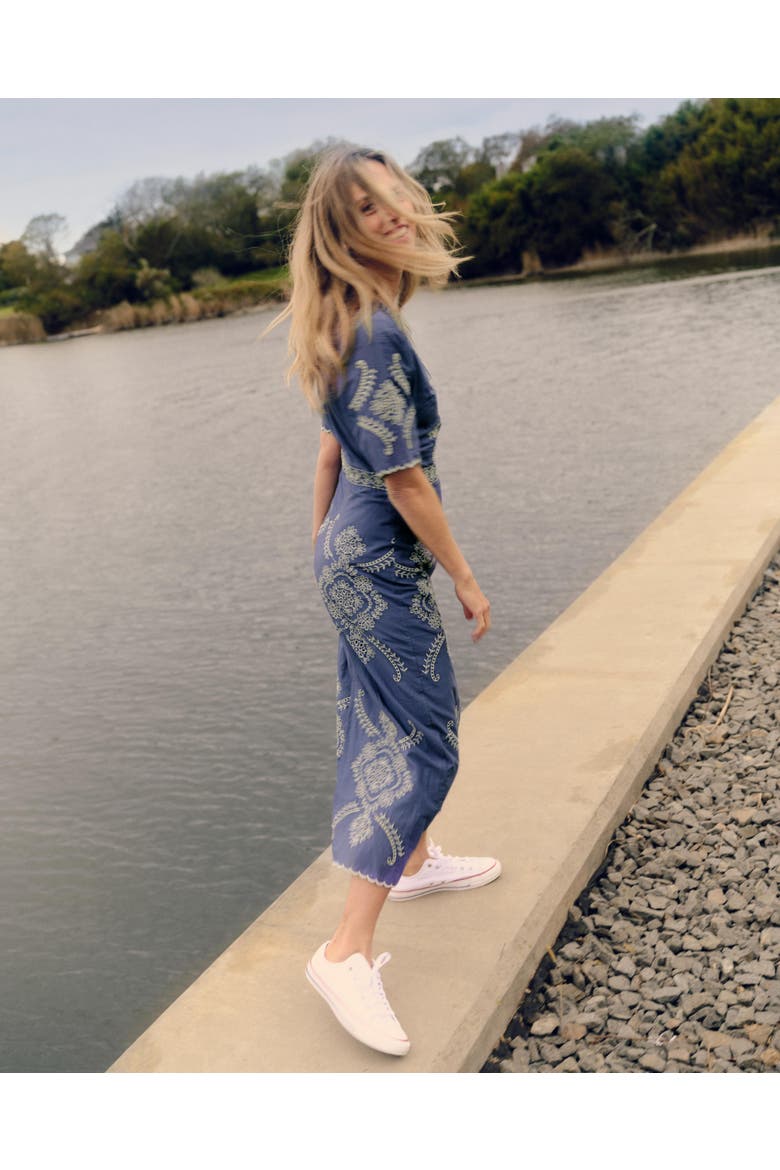 embroidered summer dress women Summer Dress with Modern Geometric Embroidery Resort-Ready Elegance M