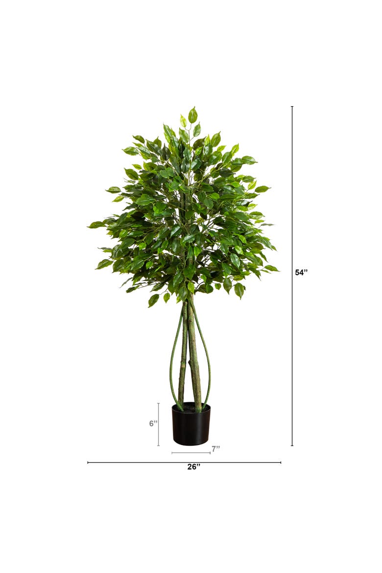 4.5-ft UV Resistant Artificial Ficus Tree, Alternate, color, Green
