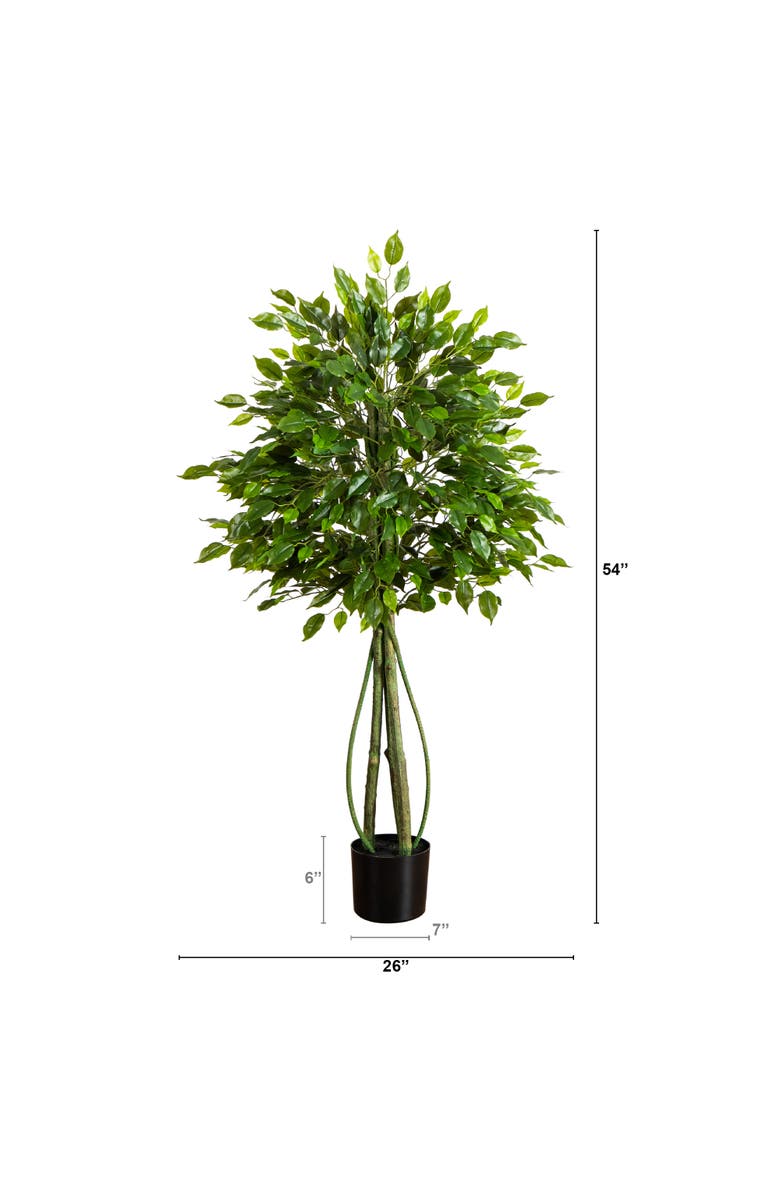 NEARLY NATURAL 4.5-ft UV Resistant Artificial Ficus Tree, Alternate, color, Green