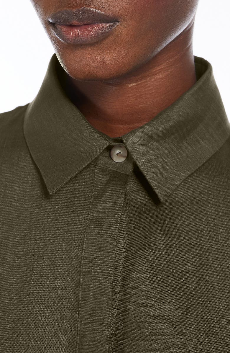 MM by Max Mara Mirano Linen Button-Up Shirt, Alternate, color, Dark Green