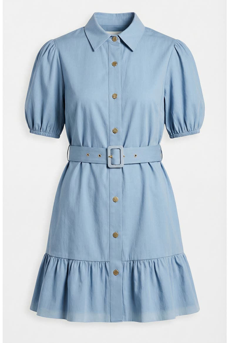 Belted Button Up Mini Dress, Alternate, color, Light Blue