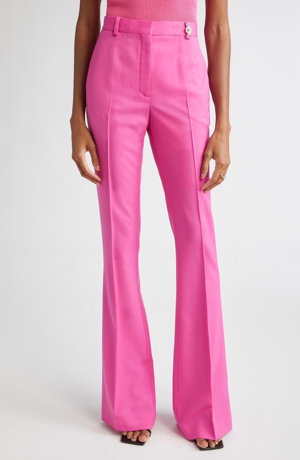 Stretch Wool Gabardine Flare Pants, color, DRAGON FRUIT