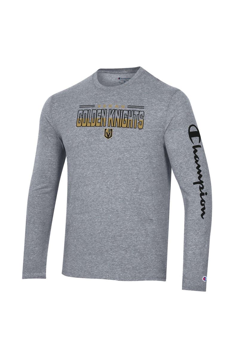 Champion Men's Champion Heather Gray Vegas Golden Knights Tri-Blend Long Sleeve T-Shirt, Alternate, color, Gray