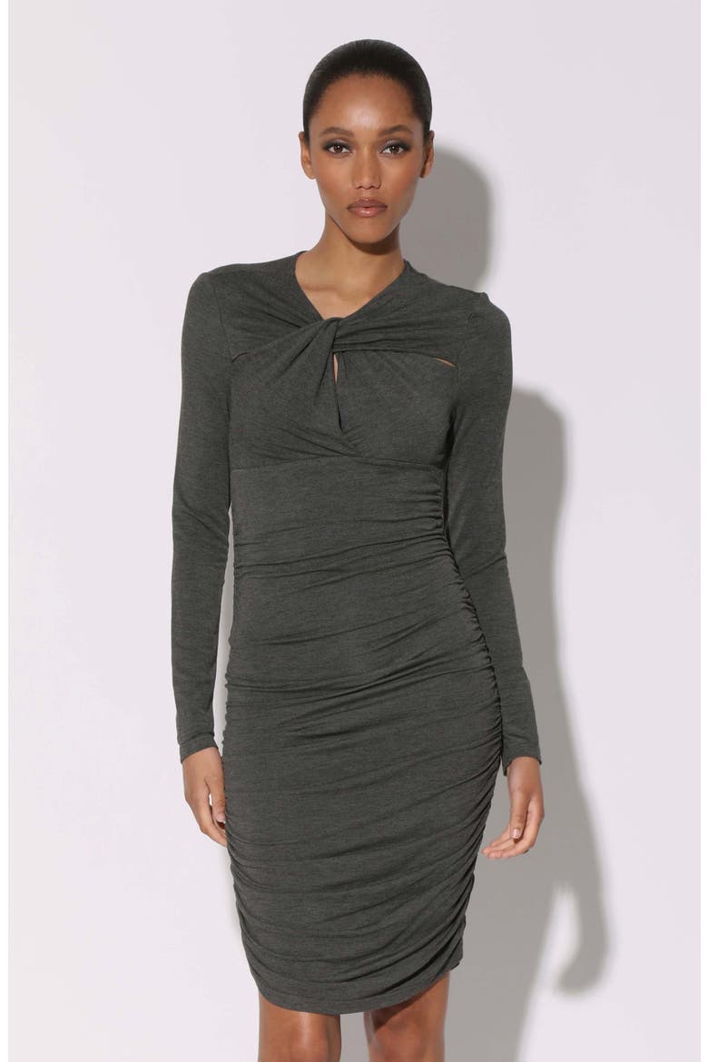 Calista Twist Long Sleeve Body-Con Dress, Alternate, color, HEATHER GREY