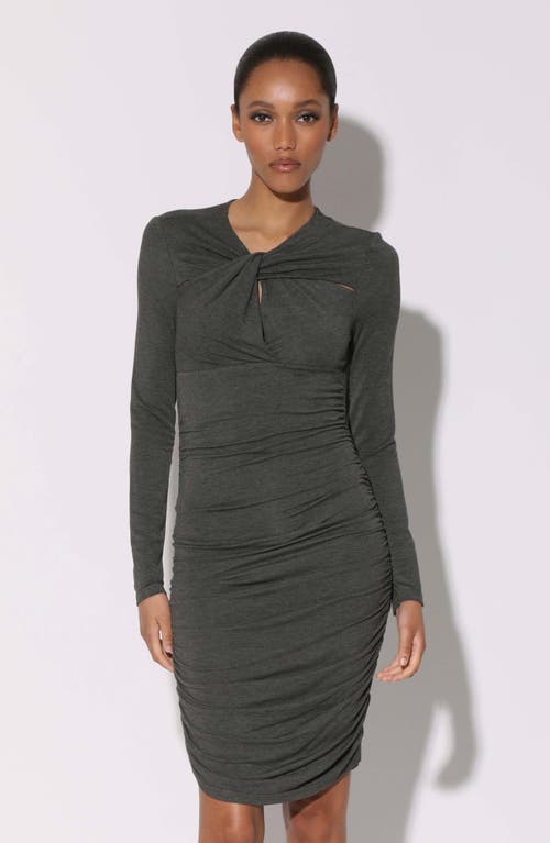 Walter Baker Calista Twist Long Sleeve Body-con Dress In Heather Grey