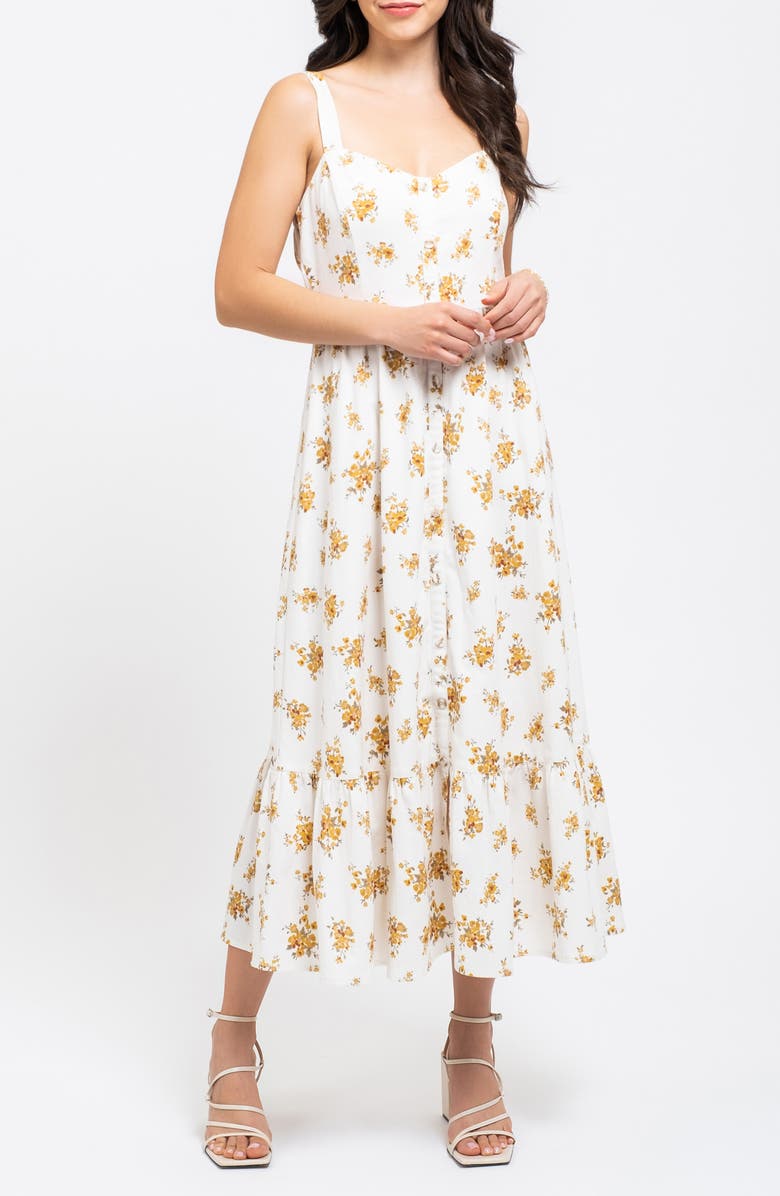 AUGUST SKY Floral Sleeveless Midi Dress, Alternate, color,