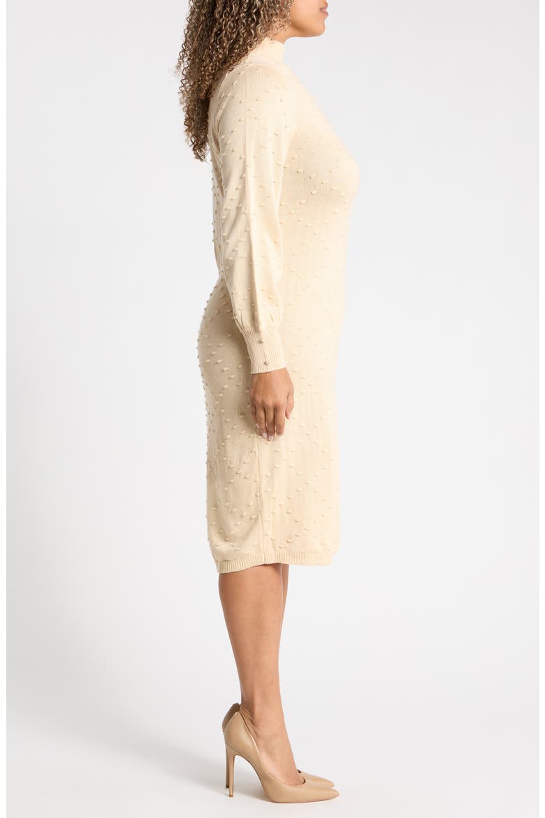 Bobble Stitch Mock Neck Sweater Dress, Alternate, color, MACADAMIA