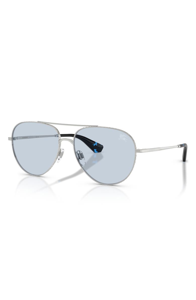 Burberry 59mm Aviator Sunglasses, Alternate, color, Silver / Azure