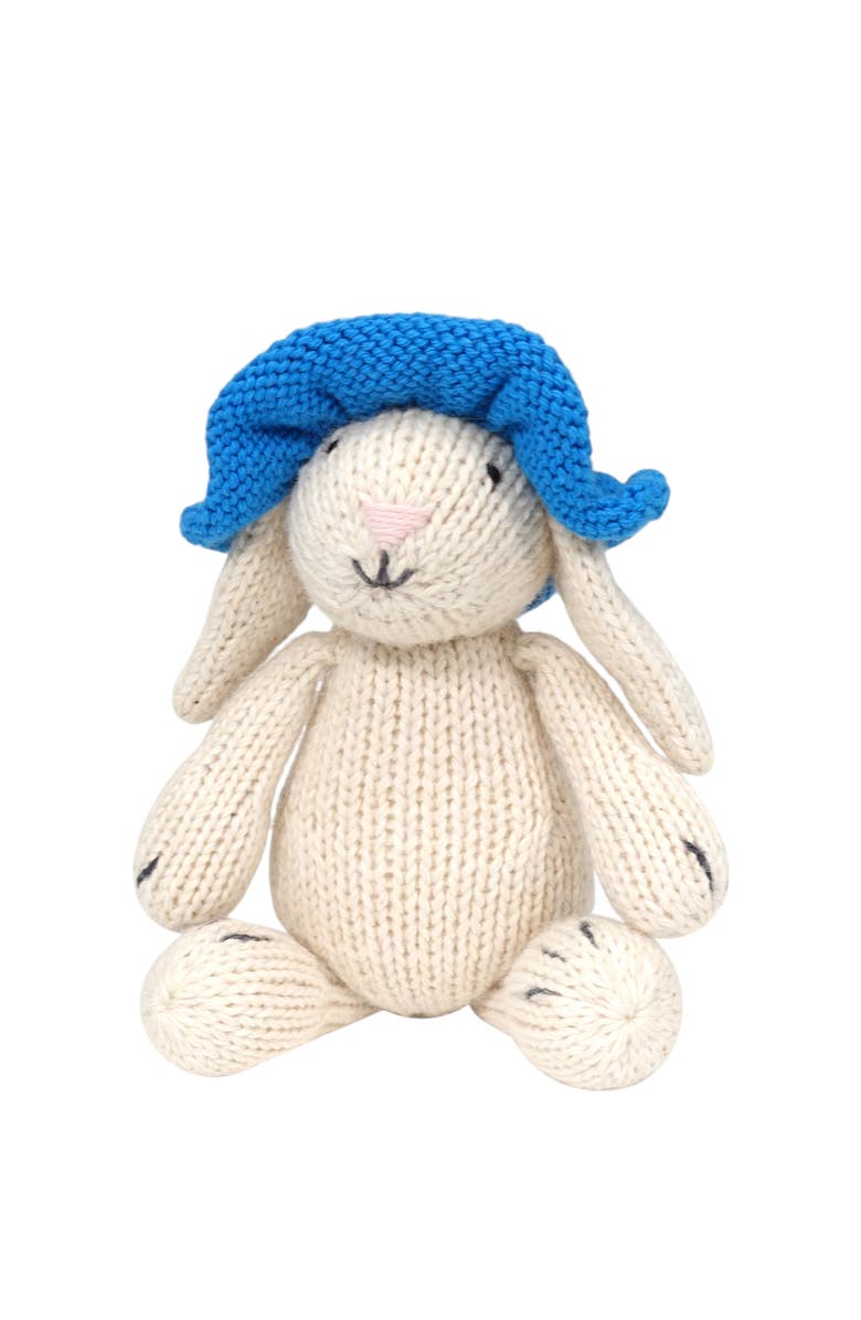 Melange Collection Little White Bunny With Blue Sun Hat, Main, color, Ivory