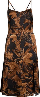 SUGARLIPS Palm Tropics Midnight Parting Sleeveless Satin Sundress