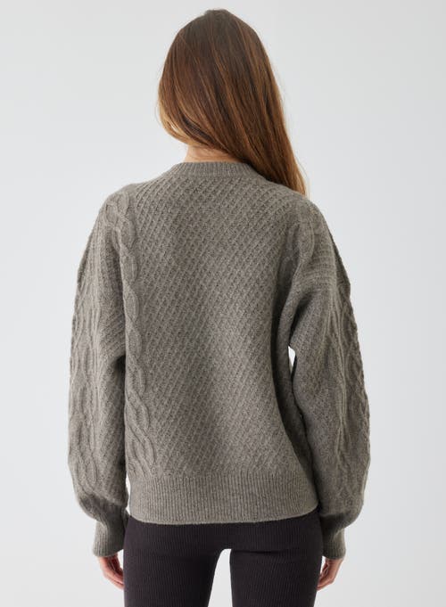 MAJESTIC MAJESTIC FILATURES YAK WOOL CABLE LONG SLEEVE CREWNECK CARDIGAN