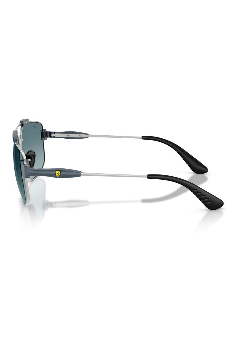 58mm Ferrari Gradient Square Sunglasses, Alternate, color, SILVER / BLUE GRADIENT GREY