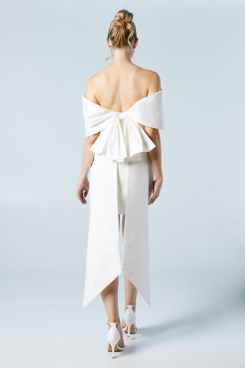 Statement Bardot Mini Bridal Dress, Alternate, color, Ivory