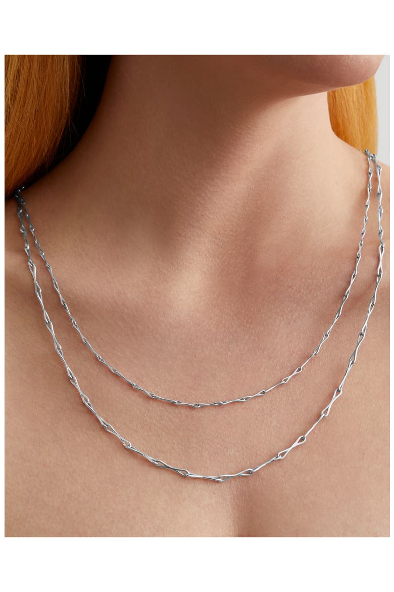 WaterDrop Link Necklace, Alternate, color, STERLING SILVER
