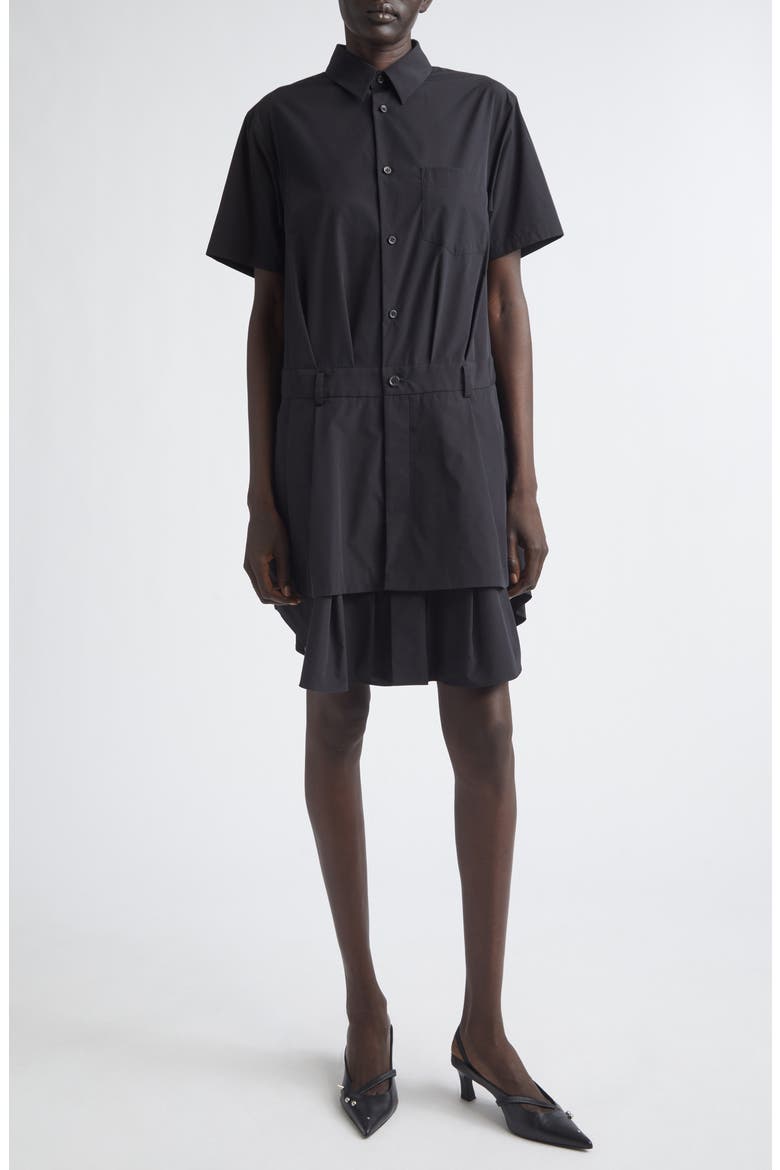 Typewriter Tiered Shirtdress, Main, color, BLACK