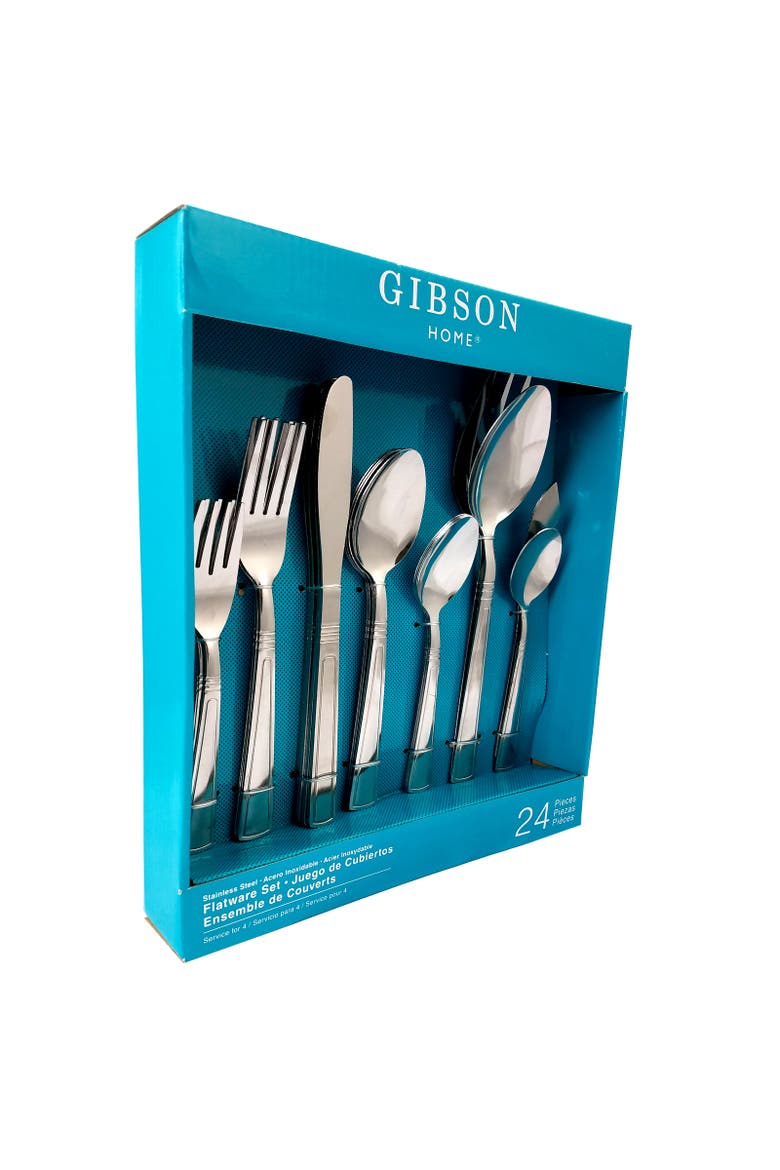 Sefton 24 Piece Flatware Set, Main, color, Metallic Silver