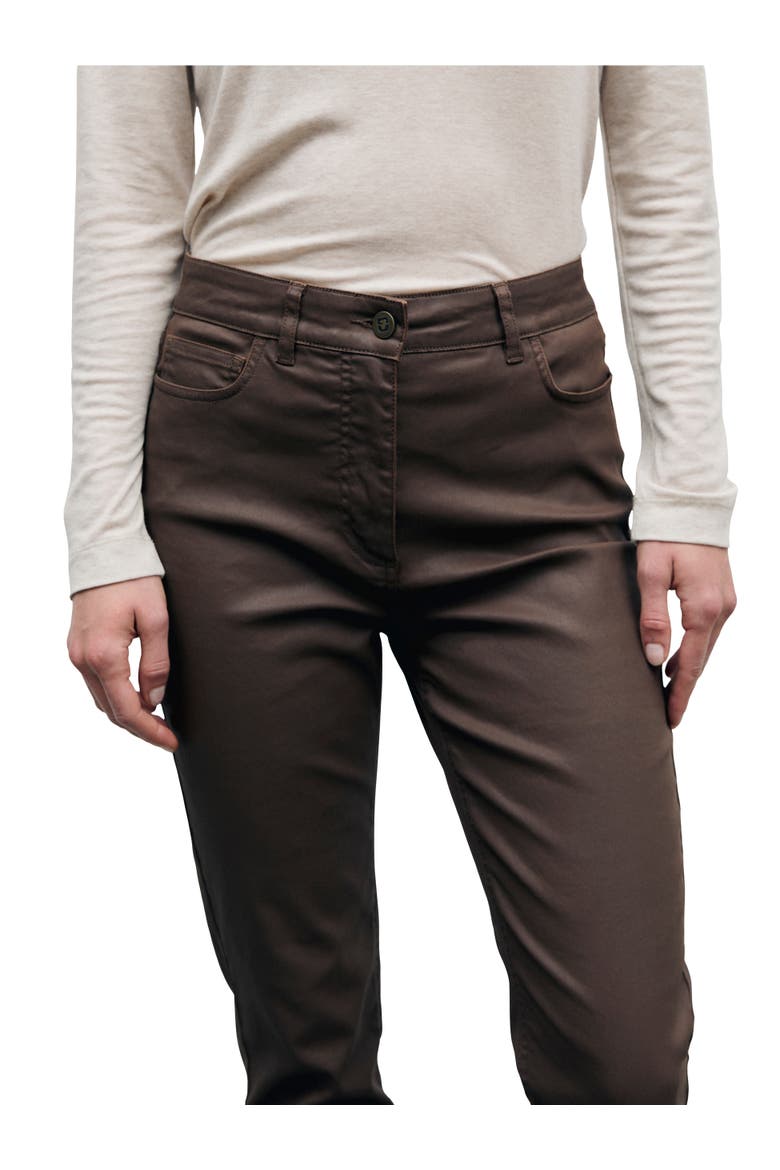 Ilda Slim Mid Rise Coated Jeans, Alternate, color, Brown