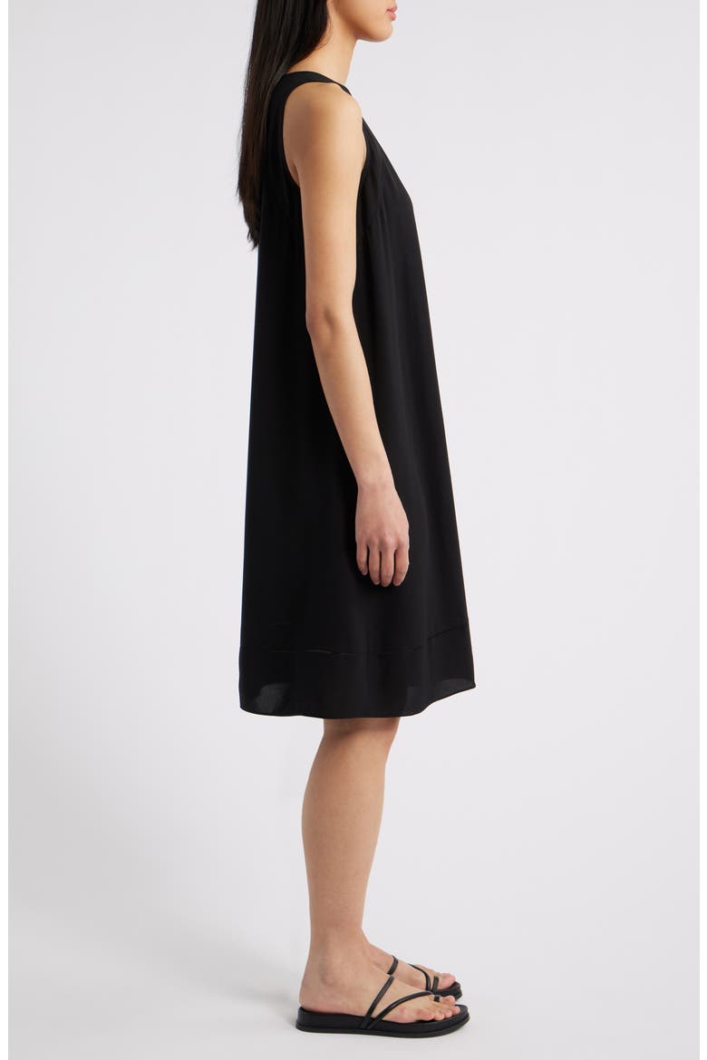 Sleeveless Silk A-Line Dress, Alternate, color, BLACK