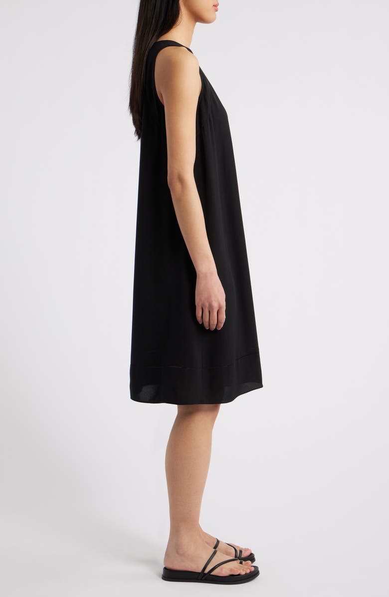 Eileen Fisher Sleeveless Silk A-Line Dress, Alternate, color, Black