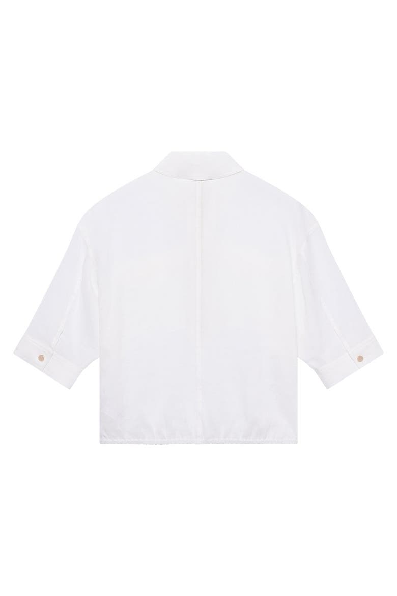 Ramie Zip Bomber Blouse, Alternate, color, Ivory