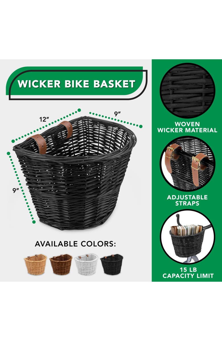 ProSource Nantucket Bike Basket, Alternate, color, Black