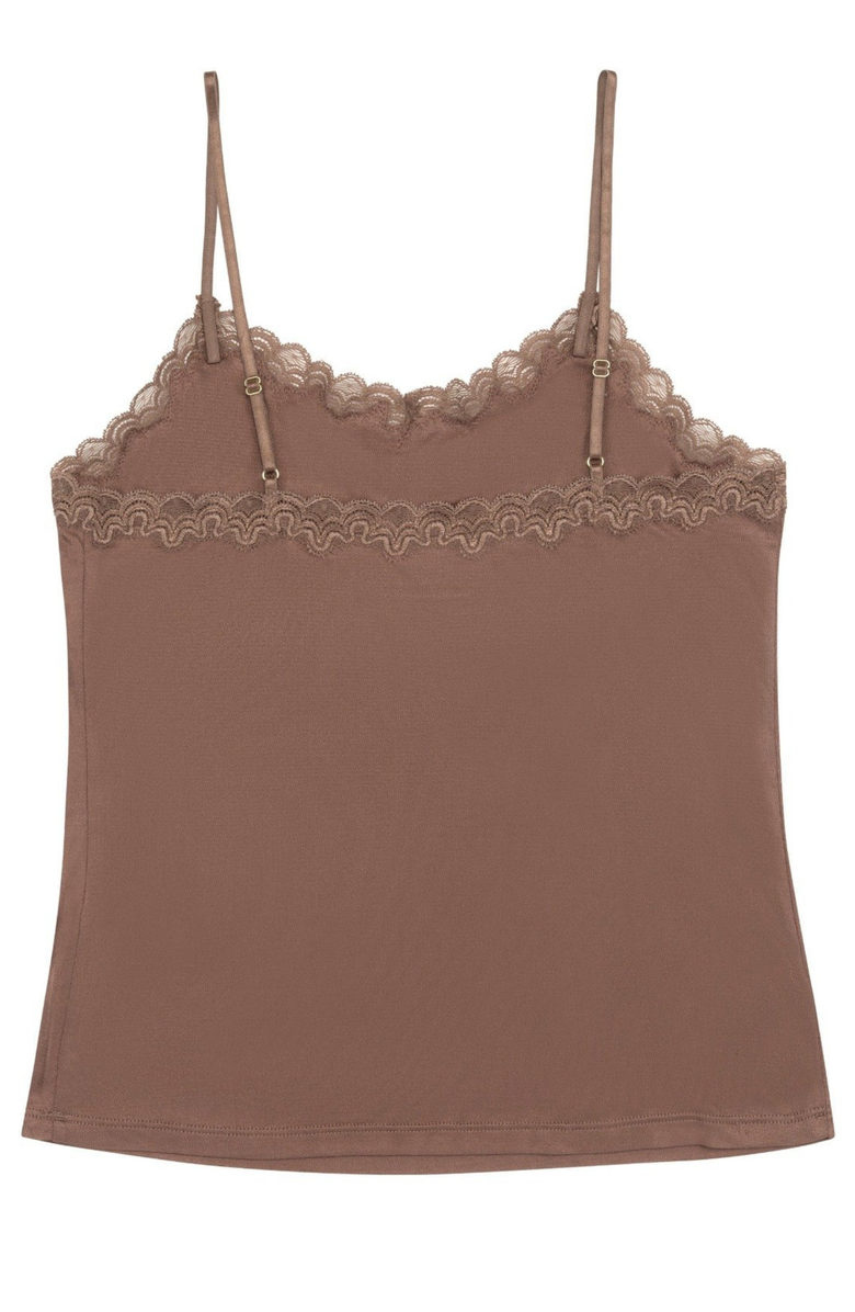 Uwila Warrior Soft Silk Lace Trim Camsiole, Alternate, color, Toffee