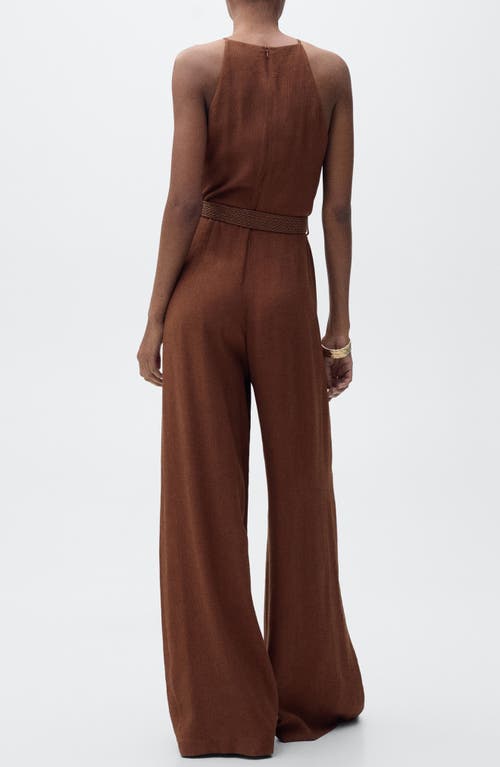 Mango Halter-neck Jumpsuit With Belt Brown