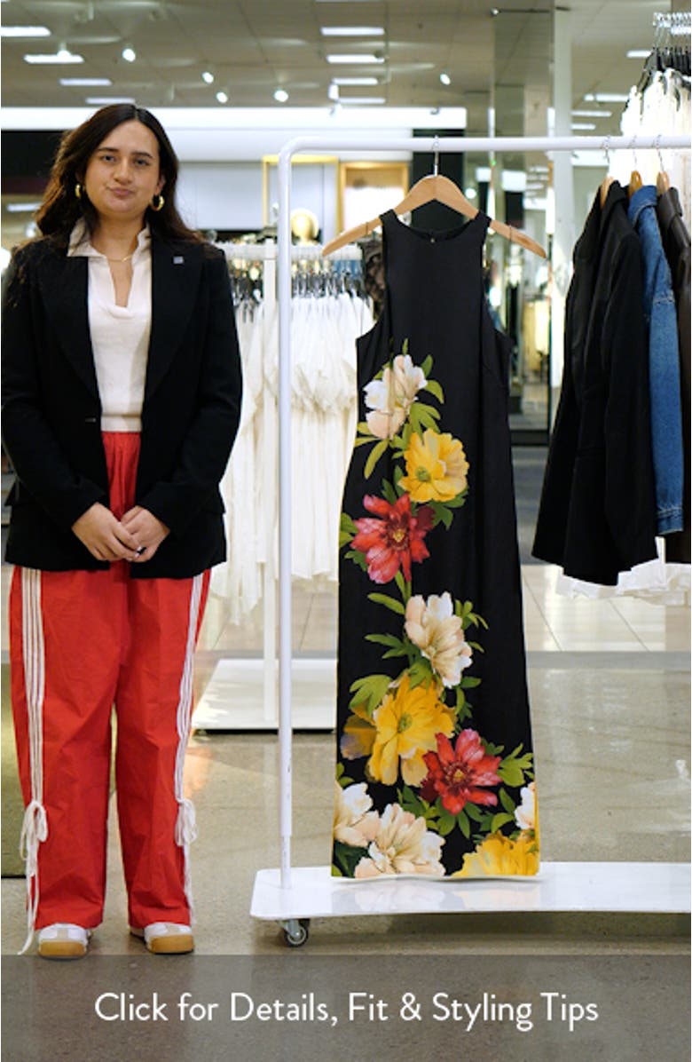 Printed Satin Cocktail Dress, sales video thumbnail