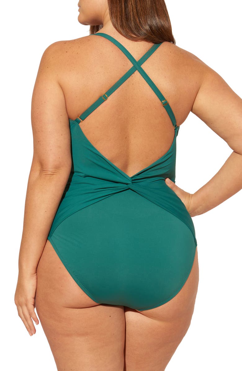 BLEU by Rod Beattie Mio Plunge Drape One-Piece Swimsuit, Alternate, color,