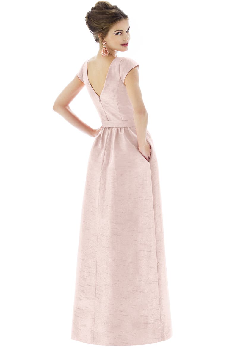 Cap Sleeve A-Line Gown, Alternate, color, PEARL PINK