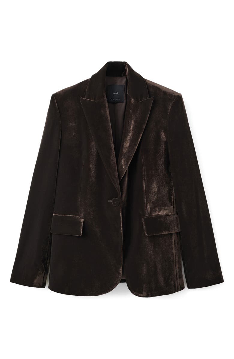 MANGO Structured Velvet Blazer, Alternate, color, Chocolate
