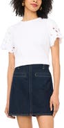 Vince Camuto Eyelet Embroidered Sleeve T-Shirt