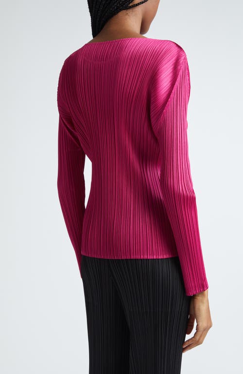 Shop Issey Miyake Pleats Please  Monthly Colors November Pleated Long Sleeve Top In Magenta