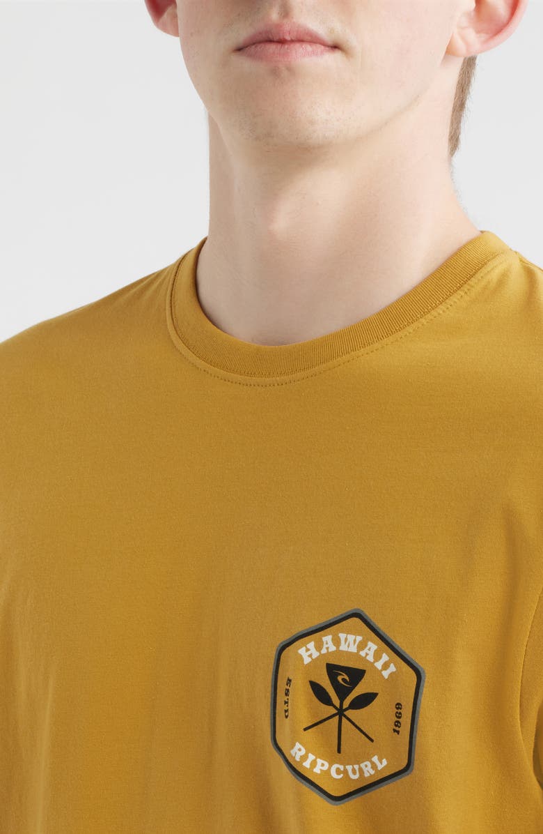 Rip Curl Hawaii Badge Graphic T-Shirt, Alternate, color, Mustard