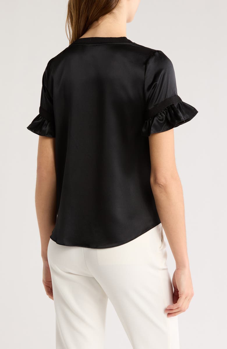 Cinq à Sept Linnea Ruffle Sleeve Silk Top, Alternate, color, Black