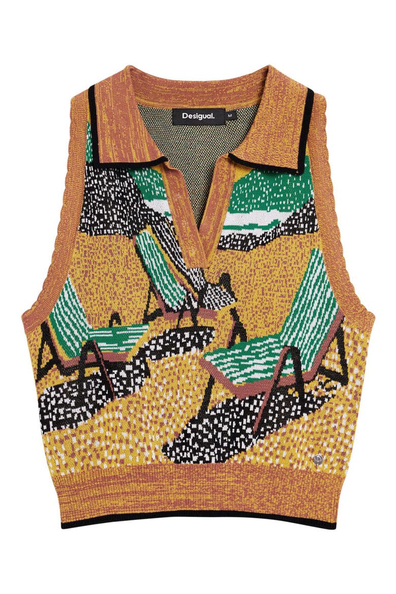 Polo Sweater Vest, Alternate, color, BROWN