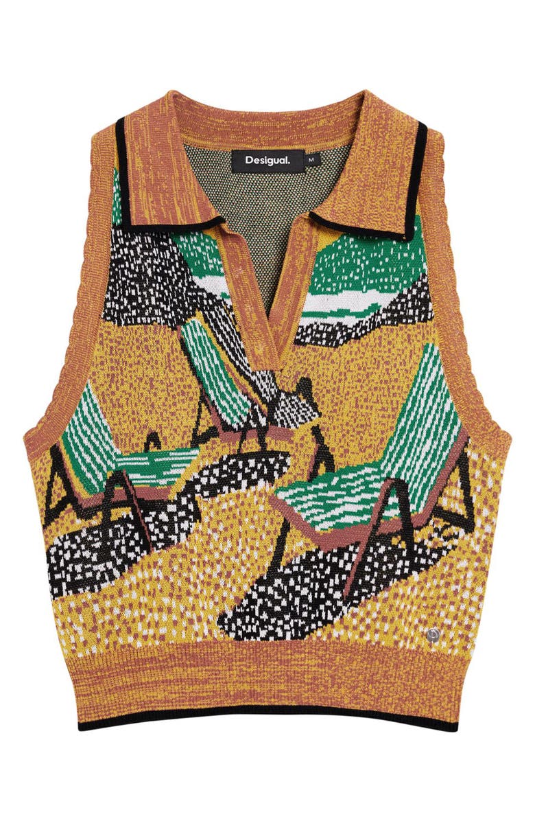 Desigual Polo Sweater Vest, Alternate, color, Brown
