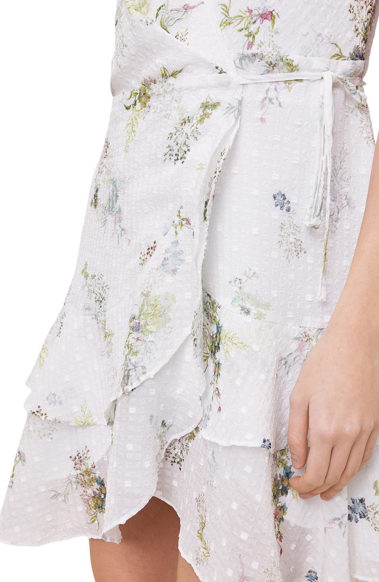 AllSaints Ari Floral Print Wrap Dress, Alternate, color, Laci Ecru White