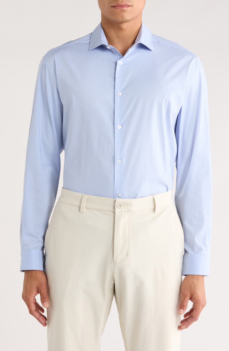 Calvin Klein Slim Fit All-Season Stretch Cotton Dress Shirt, Main, color, Classic Blue